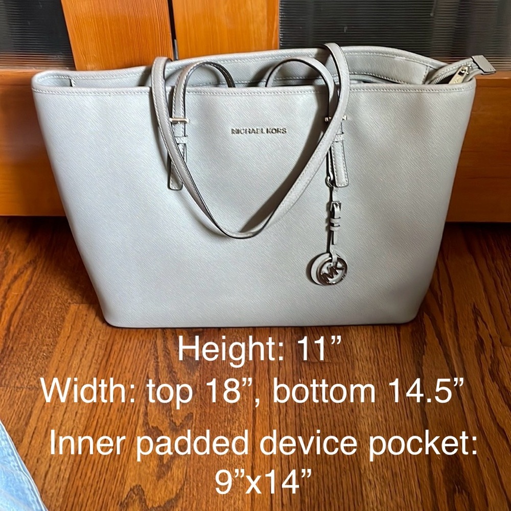 Like New Michael Kors Gray Structured Tote with Saffiano Texture - travel